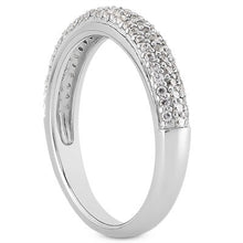 Load image into Gallery viewer, 14k White Gold Triple Multi-Row Micro- Pave Diamond Wedding Ring Band
