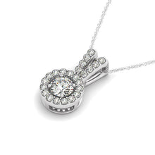 Load image into Gallery viewer, Round Pendant with Split Bail and Diamond Halo in 14k White Gold (3/4 cttw)
