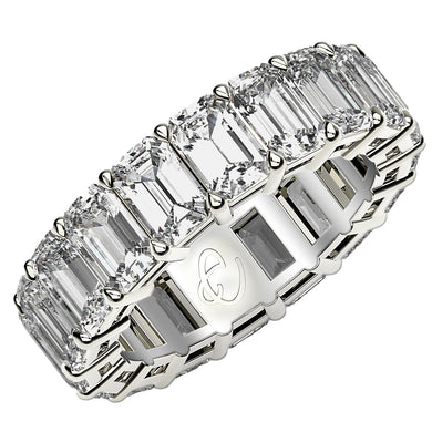 Emerald Cut Lab Grown Diamond Eternity Ring in 14k White Gold (8 cttw FG/VS2)-0