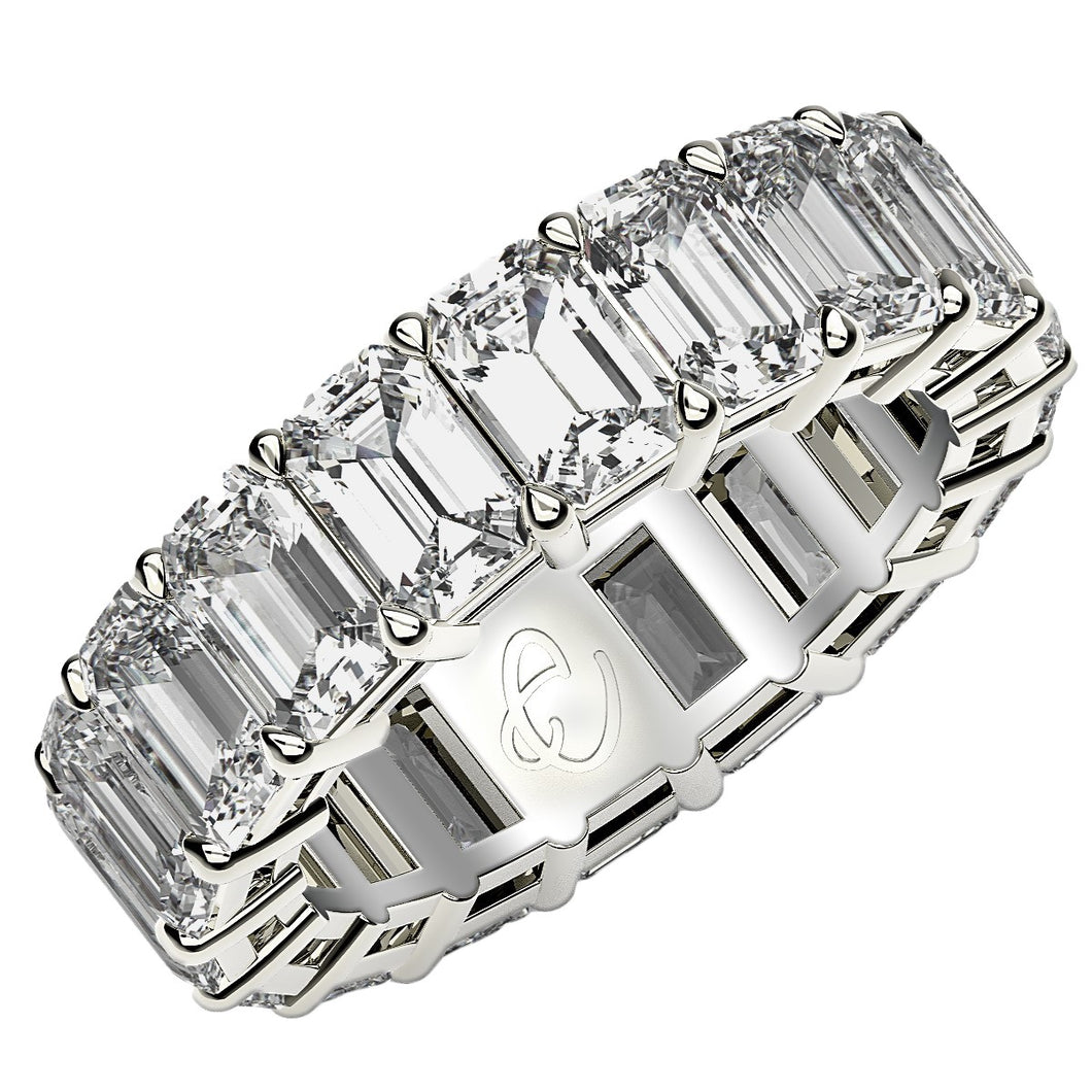 Emerald Cut Lab Grown Diamond Eternity Ring in 14k White Gold (8 cttw FG/VS2)-0