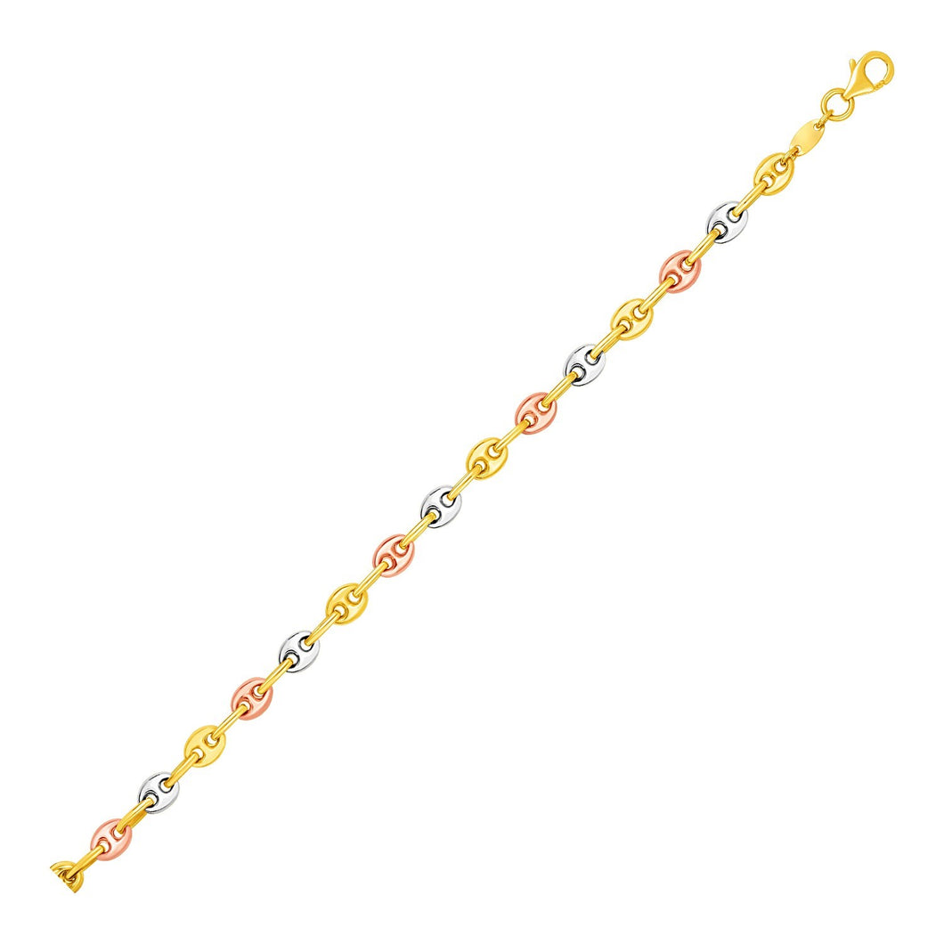 14k Tri Color Gold Mariner Link Anklet-0