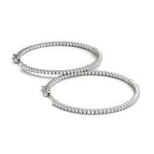 Load image into Gallery viewer, 14k White Gold Slim Two Sided Diamond Hoop Earrings (1 1/2 cttw)
