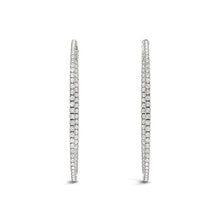 Load image into Gallery viewer, 14k White Gold Slim Two Sided Diamond Hoop Earrings (1 1/2 cttw)
