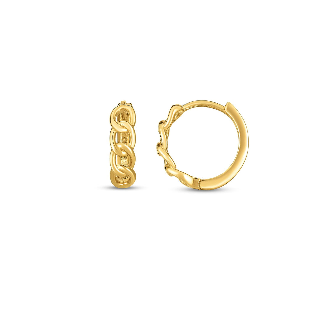 14k Yellow Gold Curb Huggie Hoop-0