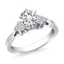 Load image into Gallery viewer, 14k White Gold Cathedral Engagement Ring with Side Diamond Clusters
