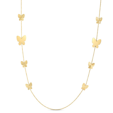 14k Yellow Gold Papillon Graduated Butterfly Necklace-0