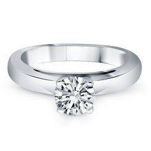 Load image into Gallery viewer, 14k White Gold Classic Wide Band Cathedral Solitaire Engagement Ring
