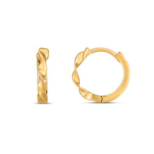 Load image into Gallery viewer, 14k Yellow Gold Twist Huggie Hoops-0
