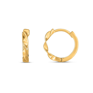 14k Yellow Gold Twist Huggie Hoops-0