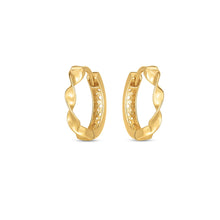 Load image into Gallery viewer, 14k Yellow Gold Twist Huggie Hoops-1
