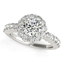 Load image into Gallery viewer, 14k White Gold Round Floral Motif Diamond Engagement Ring (1 5/8 cttw)
