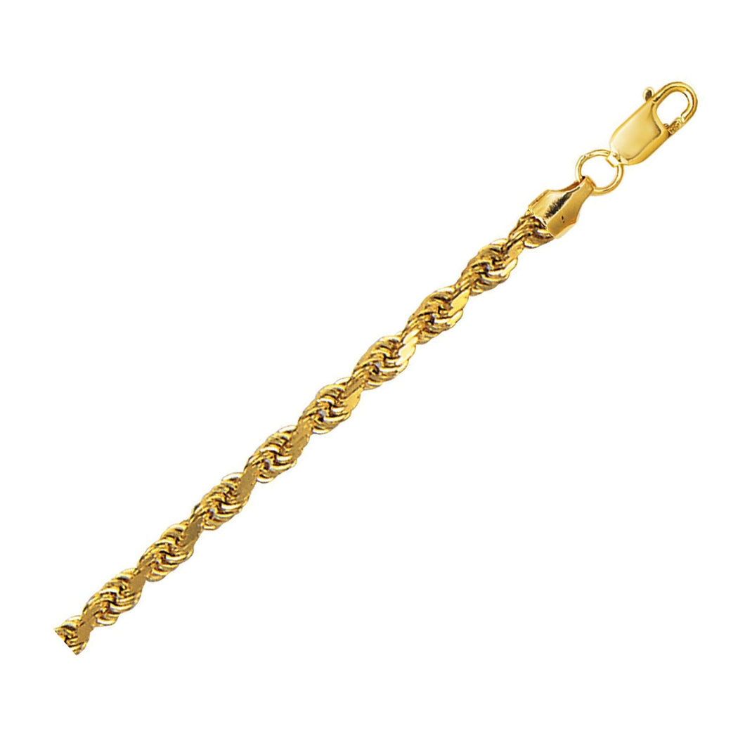 4.0mm 10K Yellow Gold Lite Hollow Diamond Cut Rope Chain-0