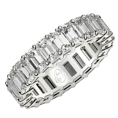 Emerald Cut Lab Grown Diamond Eternity Ring in 14k White Gold (5 cttw FG/VS2)-0