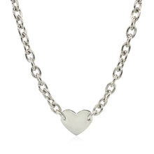 Load image into Gallery viewer, Sterling Silver Rhodium Plated Chain Bracelet with a Flat Heart Motif Station
