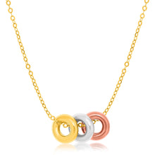 Load image into Gallery viewer, 14k Tri-Color Gold Chain Necklace with Three Open Circle Accents
