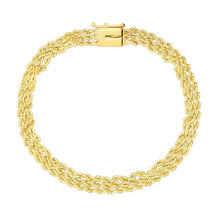 Load image into Gallery viewer, 6.0mm 14k Yellow Gold Three Row Rope Bracelet
