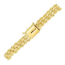 Load image into Gallery viewer, 6.0mm 14k Yellow Gold Three Row Rope Bracelet
