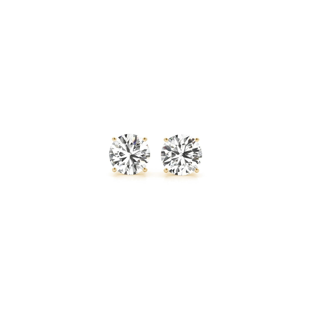 1 cttw Certified IGI Lab Grown Round Diamond Stud Earrings 14k Yellow Gold (G/VS2)-0