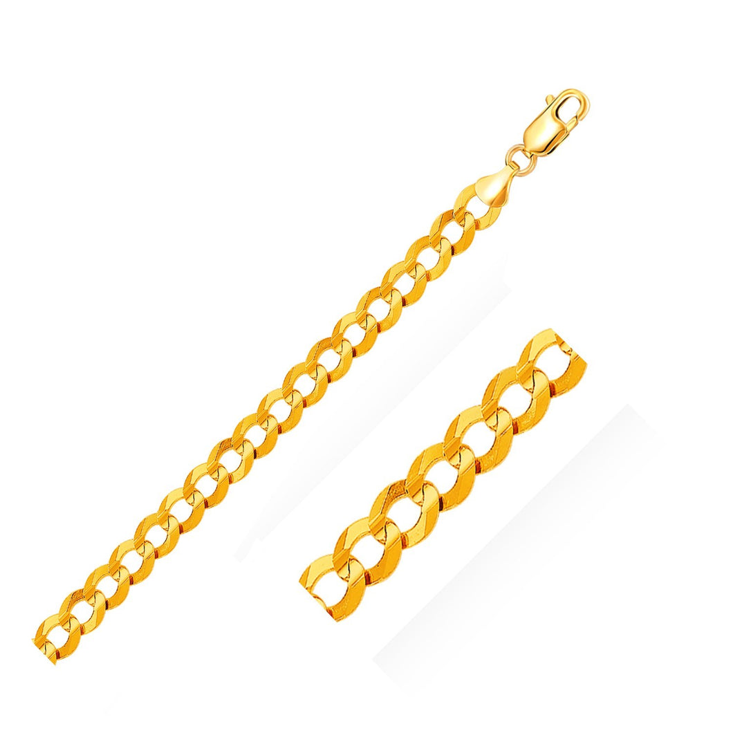 14k Yellow Gold Solid Curb Bracelet 10.0mm