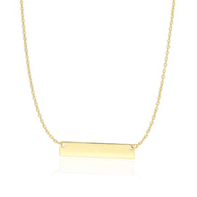 Load image into Gallery viewer, 14k Yellow Gold Smooth Flat Horizontal Bar Style Necklace
