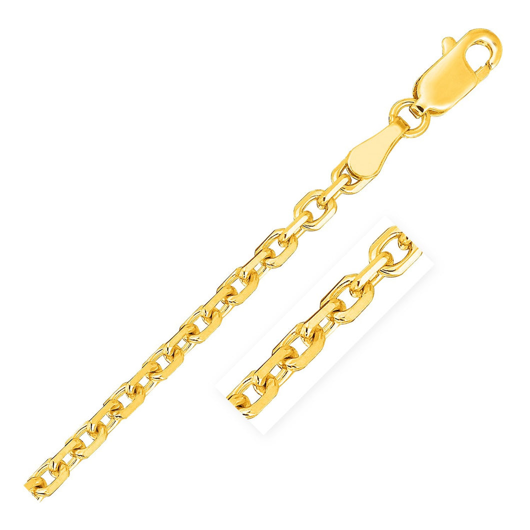 2.6mm 18k Yellow Gold Diamond Cut Cable Link Chain-0