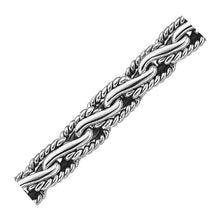 Load image into Gallery viewer, Oxidized Sterling Silver Men&#39;s Chain Bracelet in a Cable Motif
