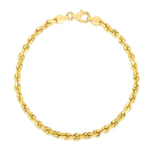 Load image into Gallery viewer, 4.0mm 14k Yellow Gold Solid Diamond Cut Rope Bracelet
