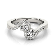 Load image into Gallery viewer, 14k White Gold Curved Band Style Two Diamond Ring (5/8 cttw)
