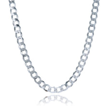 Load image into Gallery viewer, Rhodium Plated 7.9mm Sterling Silver Curb Style Chain
