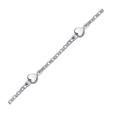 Load image into Gallery viewer, 14k White Gold Anklet with Puffed Heart Design
