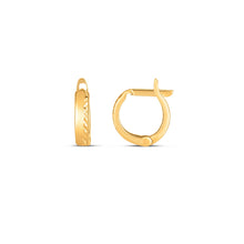 Load image into Gallery viewer, 14k Yellow Gold Textured Huggie Hoops-0
