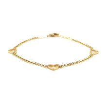 Load image into Gallery viewer, 14k Yellow Gold Childrens Bracelet with Hearts
