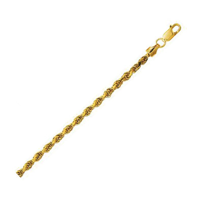 3.2mm 10K Yellow Gold Lite Hollow Diamond Cut Rope Chain-0