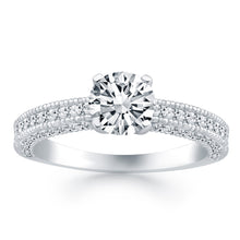 Load image into Gallery viewer, 14k White Gold Diamond Micropave Milgrain Engagement Ring
