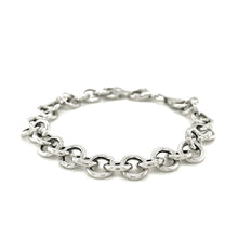 Load image into Gallery viewer, Sterling Silver Rolo Style Polished Charm Bracelet with Rhodium Plating
