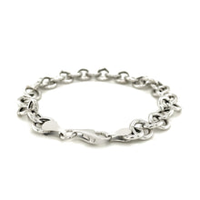 Load image into Gallery viewer, Sterling Silver Rolo Style Polished Charm Bracelet with Rhodium Plating
