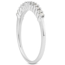 Load image into Gallery viewer, 14k White Gold Raised Shared Prong Diamond Wedding Ring Band
