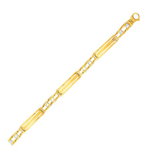 Load image into Gallery viewer, 14k Two-Tone Gold Fancy Bar Style Men&#39;s Bracelet with Curved Connectors
