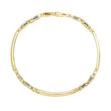 Load image into Gallery viewer, 14k Two-Tone Gold Fancy Bar Style Men&#39;s Bracelet with Curved Connectors
