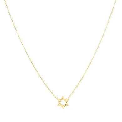 14k Yellow Gold Star of David Necklace-0