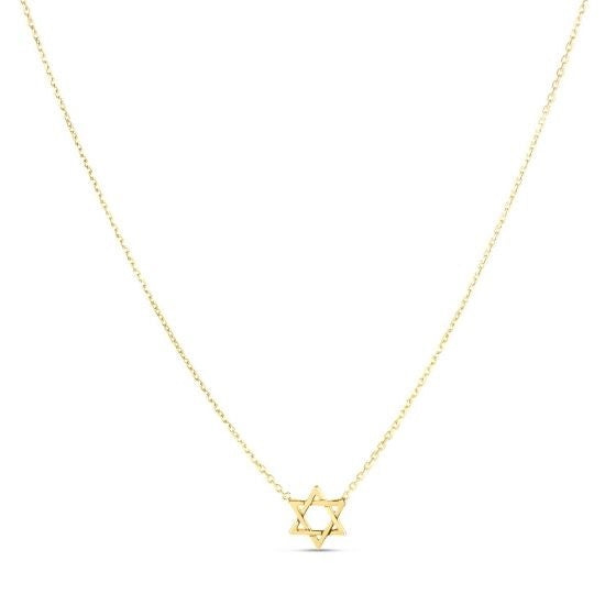 14k Yellow Gold Star of David Necklace-0