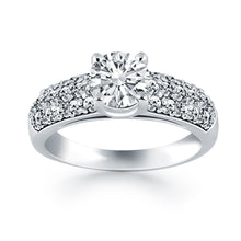 Load image into Gallery viewer, 14k White Gold Tapered Pave Diamond Wide Band Engagement Ring
