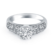 Load image into Gallery viewer, 14k White Gold Tapered Pave Diamond Wide Band Engagement Ring
