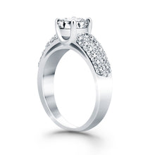 Load image into Gallery viewer, 14k White Gold Tapered Pave Diamond Wide Band Engagement Ring
