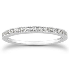 Load image into Gallery viewer, 14k White Gold Diamond Micro Pave Diamond Milgrain Wedding Ring Band
