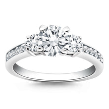 Load image into Gallery viewer, 14k White Gold Three Stone Engagement Ring with Diamond Band
