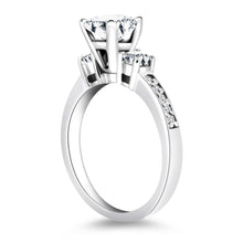 Load image into Gallery viewer, 14k White Gold Three Stone Engagement Ring with Diamond Band
