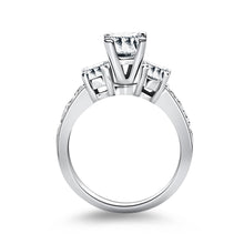 Load image into Gallery viewer, 14k White Gold Three Stone Engagement Ring with Diamond Band
