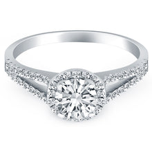 Load image into Gallery viewer, 14k White Gold Diamond Halo Split Shank Engagement Ring
