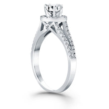 Load image into Gallery viewer, 14k White Gold Diamond Halo Split Shank Engagement Ring
